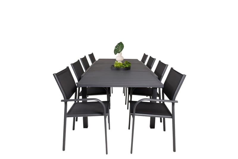 Ruokaryhmä Marbella 160-240 cm Suorakulmainen 8 Santorini-tuolilla - Musta - Puutarhakalusteet - Ulkoryhmä - Ruokailuryhmät ulos