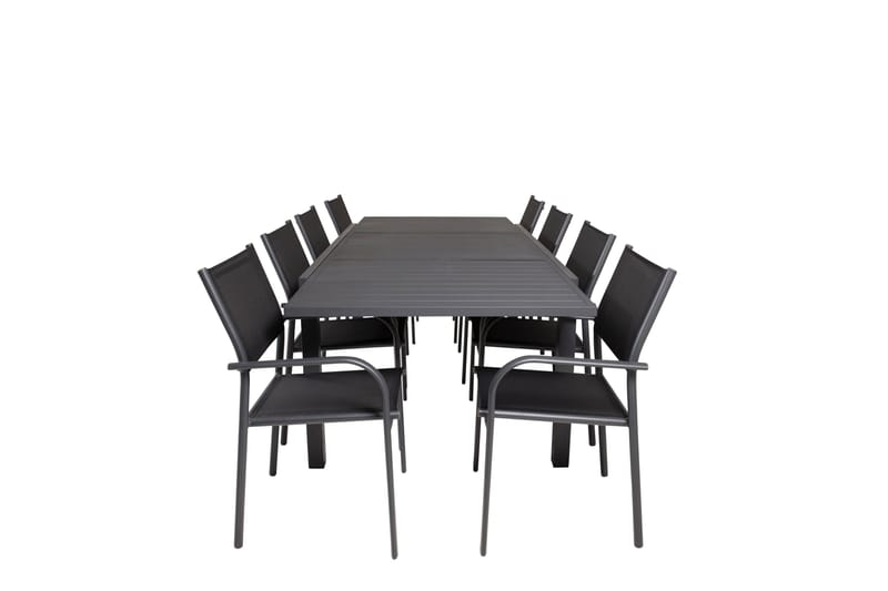 Ruokaryhmä Marbella 160-240 cm Suorakulmainen 8 Santorini-tuolilla, Musta