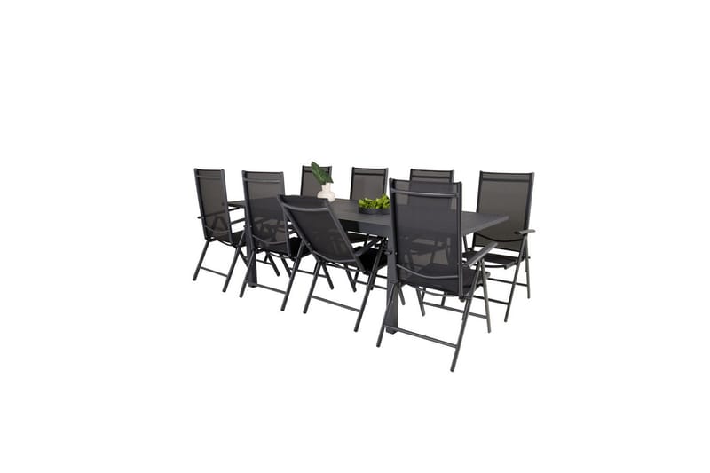 Ruokaryhmä Marbella Suorakulmainen 160/240x100 cm Musta 8 Break-tuolilla - Puutarhakalusteet - Ulkoryhmä - Ruokailuryhmät ulos