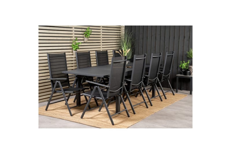 Ruokaryhmä Marbella Suorakulmainen 160/240x100 cm Musta 8 Break-tuolilla - Puutarhakalusteet - Ulkoryhmä - Ruokailuryhmät ulos