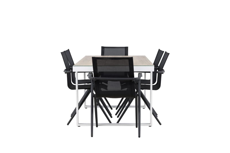 Ruokaryhmä Merlo cm Suorakulmainen 6 Alina-tuolilla - Valkoinen - Puutarhakalusteet - Ulkoryhmä - Ruokailuryhmät ulos