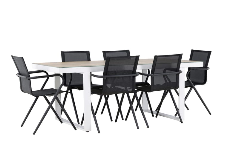 Ruokaryhmä Merlo cm Suorakulmainen 6 Alina-tuolilla - Valkoinen - Puutarhakalusteet - Ulkoryhmä - Ruokailuryhmät ulos