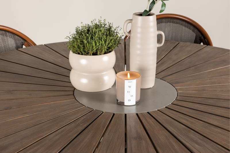 Ruokaryhmä Rosario 140 cm Pyöreä 6 Guarda-tuolilla - Ruskea - Puutarhakalusteet - Ulkoryhmä - Ruokailuryhmät ulos