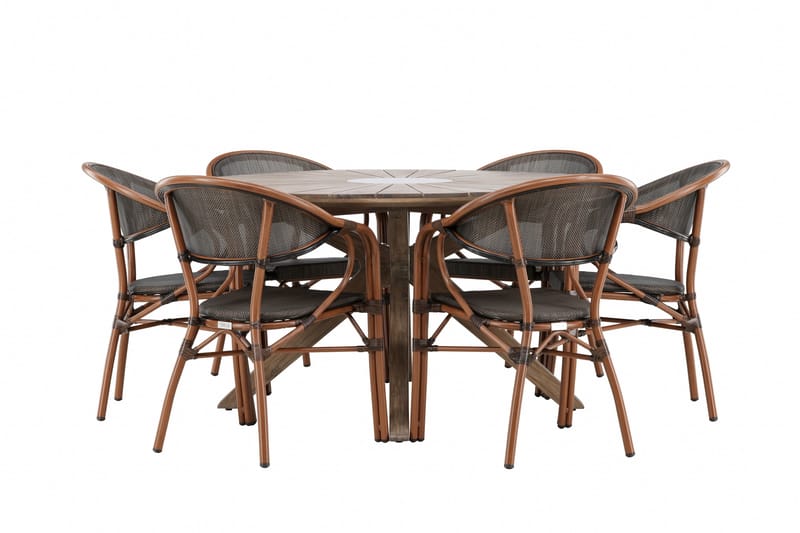 Ruokaryhmä Rosario 140 cm Pyöreä 6 Vila Real -tuolilla, Ruskea