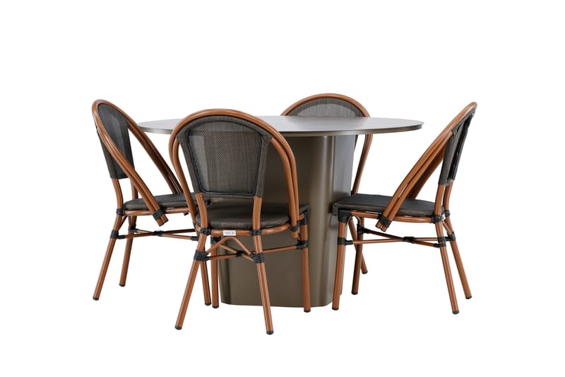 Ruokaryhmä Santa 120 cm Pyöreä 4 Guarda-tuolilla - Ruskea - Puutarhakalusteet - Ulkoryhmä - Ruokailuryhmät ulos