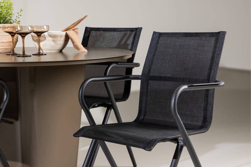 Ruokaryhmä Santa 120 cm Pyöreä 4 Alina-tuolilla - Ruskea - Puutarhakalusteet - Ulkoryhmä - Ruokailuryhmät ulos