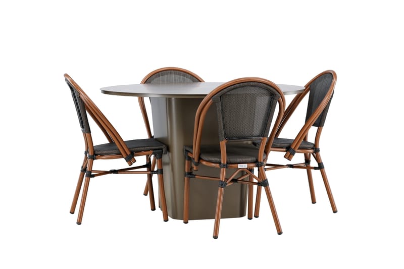 Ruokaryhmä Santa 120 cm Pyöreä 4 Guarda-tuolilla - Ruskea - Puutarhakalusteet - Ulkoryhmä - Ruokailuryhmät ulos