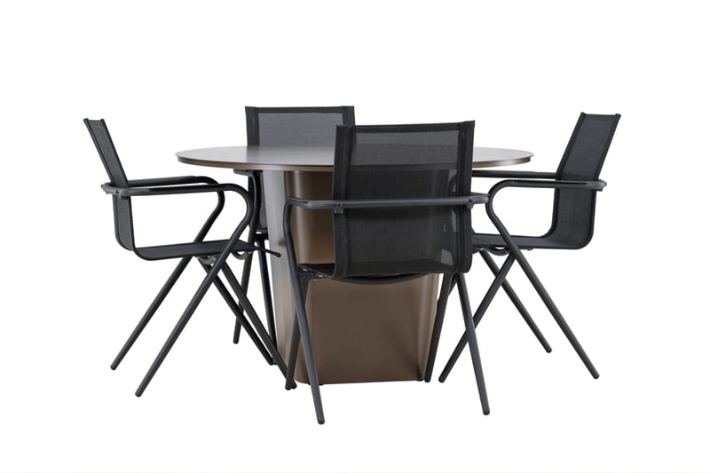 Ruokaryhmä Santa 120 cm Pyöreä 4 Alina-tuolilla - Ruskea - Puutarhakalusteet - Ulkoryhmä - Ruokailuryhmät ulos