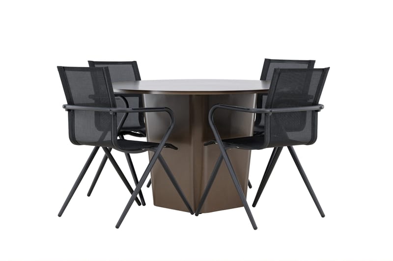 Ruokaryhmä Santa 120 cm Pyöreä 4 Alina-tuolilla - Ruskea - Puutarhakalusteet - Ulkoryhmä - Ruokailuryhmät ulos