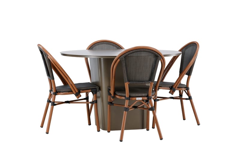 Ruokaryhmä Santa 120 cm Pyöreä 4 Guarda-tuolilla - Ruskea - Puutarhakalusteet - Ulkoryhmä - Ruokailuryhmät ulos