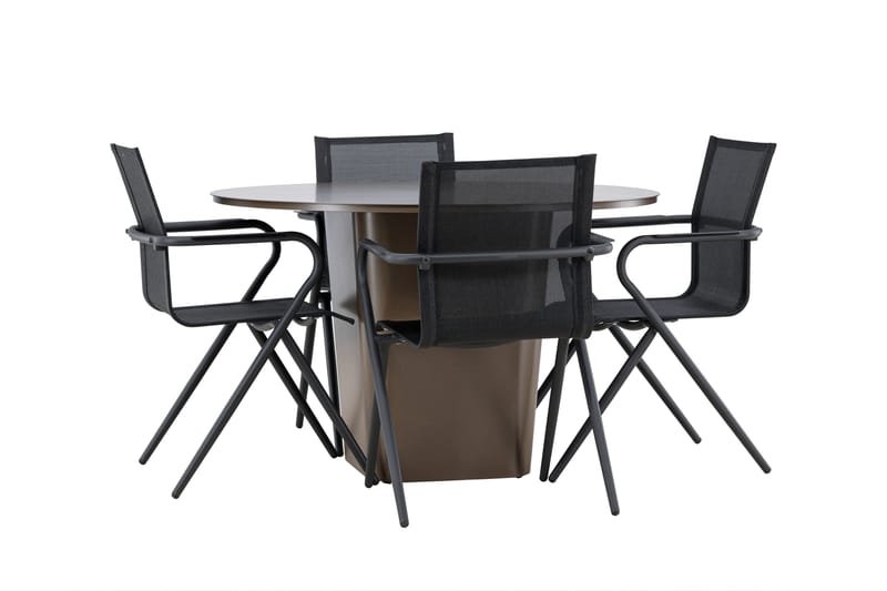 Ruokaryhmä Santa 120 cm Pyöreä 4 Alina-tuolilla - Ruskea - Puutarhakalusteet - Ulkoryhmä - Ruokailuryhmät ulos