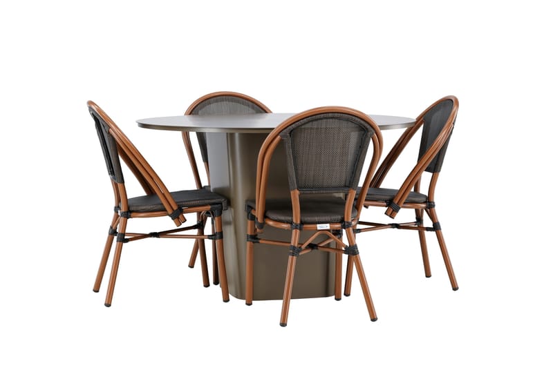 Ruokaryhmä Santa 120 cm Pyöreä 4 Guarda-tuolilla - Ruskea - Puutarhakalusteet - Ulkoryhmä - Ruokailuryhmät ulos