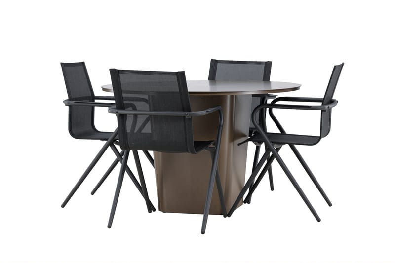 Ruokaryhmä Santa 120 cm Pyöreä 4 Alina-tuolilla - Ruskea - Puutarhakalusteet - Ulkoryhmä - Ruokailuryhmät ulos