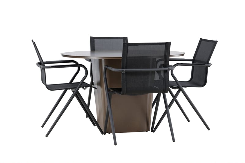 Ruokaryhmä Santa 120 cm Pyöreä 4 Alina-tuolilla - Ruskea - Puutarhakalusteet - Ulkoryhmä - Ruokailuryhmät ulos