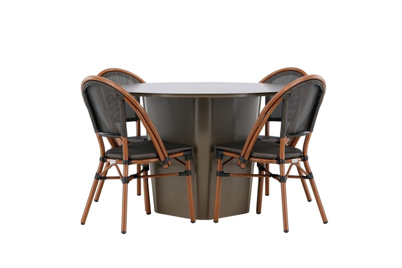 Ruokaryhmä Santa 120 cm Pyöreä 4 Guarda-tuolilla - Ruskea - Puutarhakalusteet - Ulkoryhmä - Ruokailuryhmät ulos