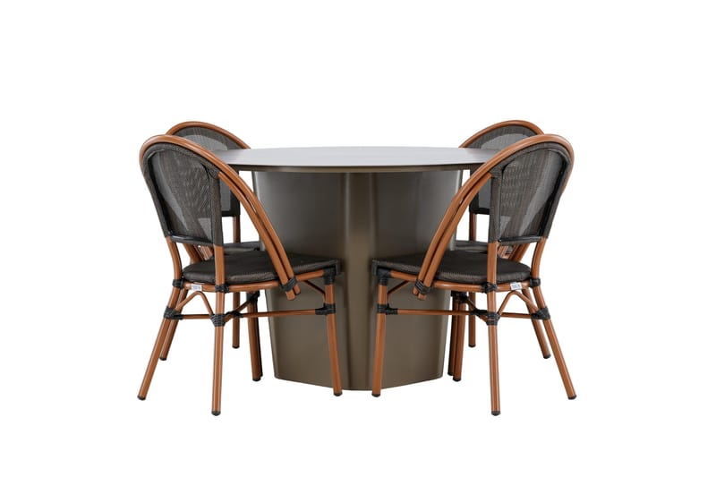 Ruokaryhmä Santa 120 cm Pyöreä 4 Guarda-tuolilla - Ruskea - Puutarhakalusteet - Ulkoryhmä - Ruokailuryhmät ulos