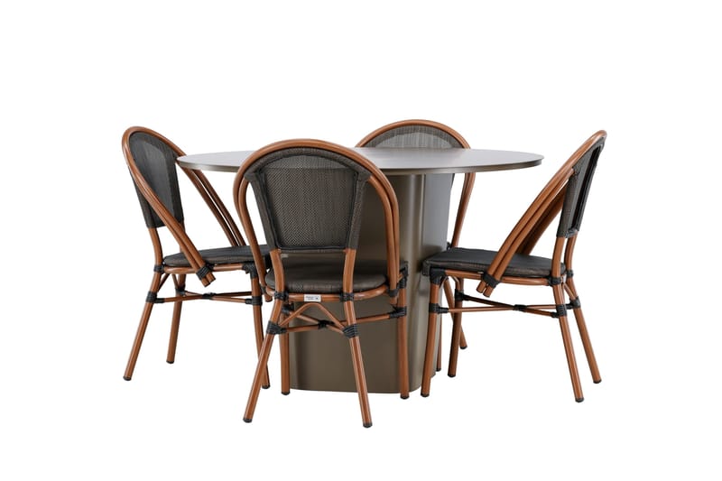 Ruokaryhmä Santa 120 cm Pyöreä 4 Guarda-tuolilla - Ruskea - Puutarhakalusteet - Ulkoryhmä - Ruokailuryhmät ulos