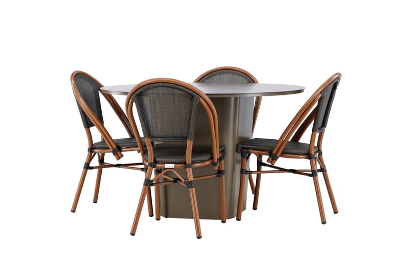 Ruokaryhmä Santa 120 cm Pyöreä 4 Guarda-tuolilla - Ruskea - Puutarhakalusteet - Ulkoryhmä - Ruokailuryhmät ulos