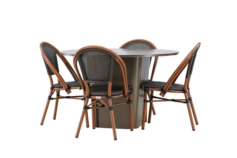 Ruokaryhmä Santa 120 cm Pyöreä 4 Guarda-tuolilla - Ruskea - Puutarhakalusteet - Ulkoryhmä - Ruokailuryhmät ulos