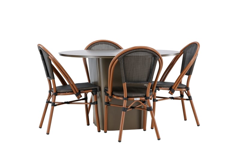 Ruokaryhmä Santa 120 cm Pyöreä 4 Guarda-tuolilla - Ruskea - Puutarhakalusteet - Ulkoryhmä - Ruokailuryhmät ulos