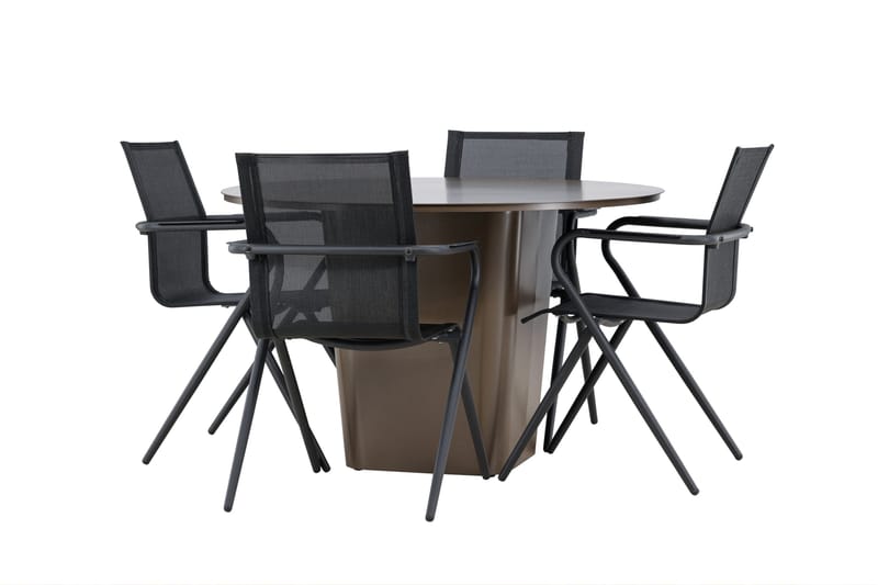 Ruokaryhmä Santa 120 cm Pyöreä 4 Alina-tuolilla - Ruskea - Puutarhakalusteet - Ulkoryhmä - Ruokailuryhmät ulos