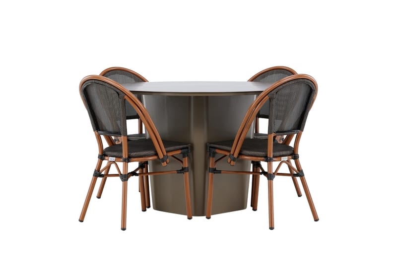 Ruokaryhmä Santa 120 cm Pyöreä 4 Guarda-tuolilla - Ruskea - Puutarhakalusteet - Ulkoryhmä - Ruokailuryhmät ulos