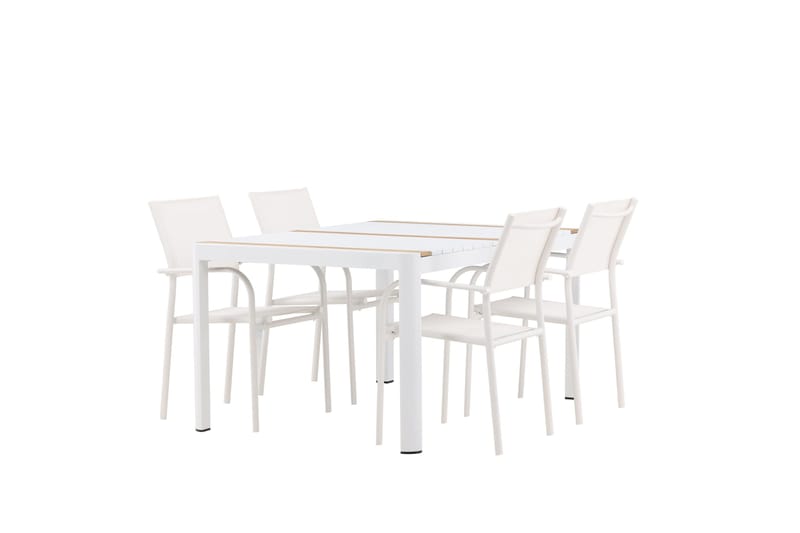 Ruokaryhmä Togo 150 cm Suorakulmainen 4 Santorini-tuolilla - Luonnonvärinen - Puutarhakalusteet - Ulkoryhmä - Ruokailuryhmät ulos