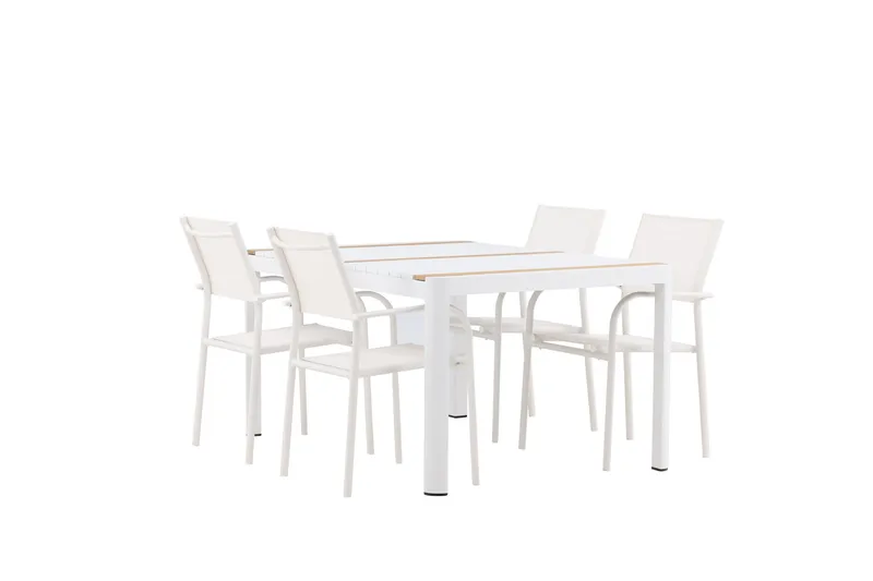 Ruokaryhmä Togo 150 cm Suorakulmainen 4 Santorini-tuolilla - Luonnonvärinen - Puutarhakalusteet - Ulkoryhmä - Ruokailuryhmät ulos