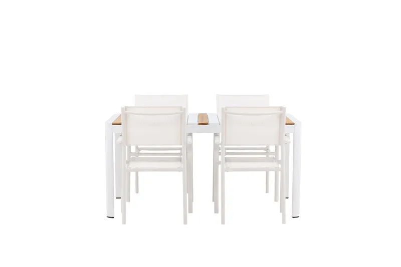 Ruokaryhmä Togo 150 cm Suorakulmainen 4 Santorini-tuolilla - Luonnonvärinen - Puutarhakalusteet - Ulkoryhmä - Ruokailuryhmät ulos