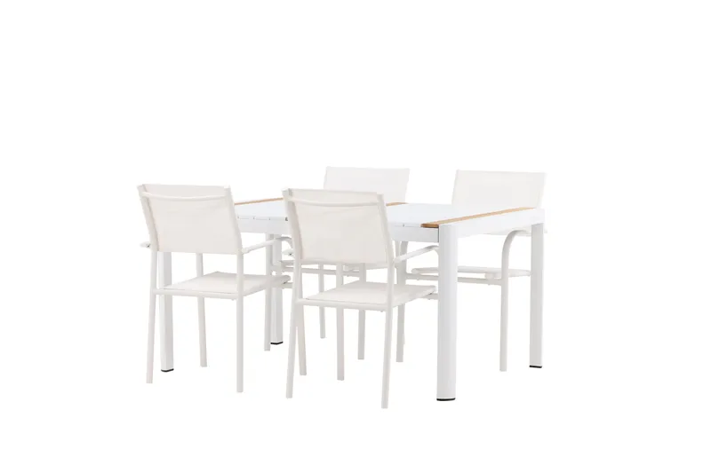 Ruokaryhmä Togo 150 cm Suorakulmainen 4 Santorini-tuolilla - Luonnonvärinen - Puutarhakalusteet - Ulkoryhmä - Ruokailuryhmät ulos