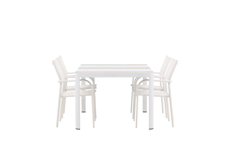 Ruokaryhmä Togo 150 cm Suorakulmainen 4 Santorini-tuolilla - Luonnonvärinen - Puutarhakalusteet - Ulkoryhmä - Ruokailuryhmät ulos