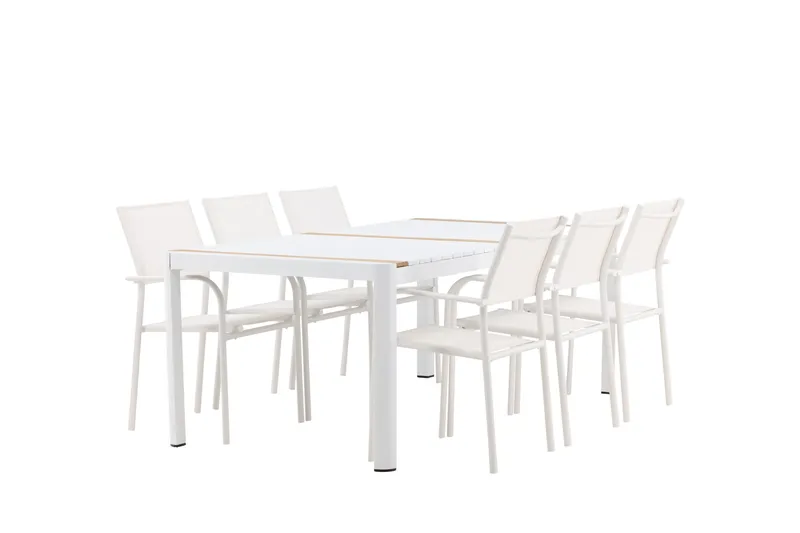 Ruokaryhmä Togo 200 cm Suorakulmainen 6 Santorini-tuolilla - Luonnonvärinen - Puutarhakalusteet - Ulkoryhmä - Ruokailuryhmät ulos