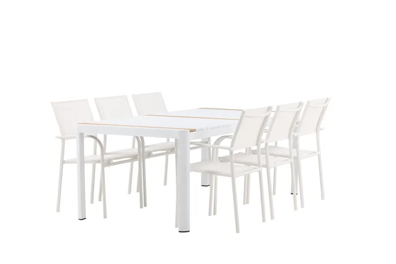 Ruokaryhmä Togo 200 cm Suorakulmainen 6 Santorini-tuolilla - Luonnonvärinen - Puutarhakalusteet - Ulkoryhmä - Ruokailuryhmät ulos