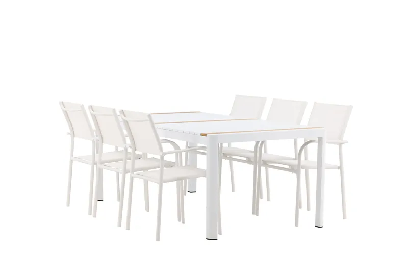 Ruokaryhmä Togo 200 cm Suorakulmainen 6 Santorini-tuolilla - Luonnonvärinen - Puutarhakalusteet - Ulkoryhmä - Ruokailuryhmät ulos