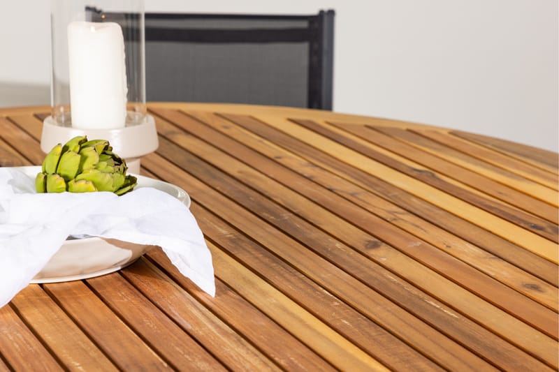 Ruokaryhmä Tucumán 120 cm Pyöreä 6 Copacabana-tuolilla - Luonnonvärinen - Puutarhakalusteet - Ulkoryhmä - Ruokailuryhmät ulos