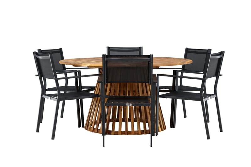 Ruokaryhmä Tucumán 120 cm Pyöreä 6 Copacabana-tuolilla - Luonnonvärinen - Puutarhakalusteet - Ulkoryhmä - Ruokailuryhmät ulos