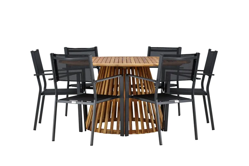 Ruokaryhmä Tucumán 120 cm Pyöreä 6 Copacabana-tuolilla, Luonnonvärinen