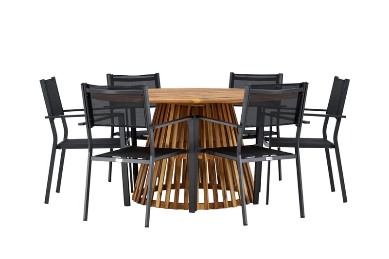 Ruokaryhmä Tucumán 120 cm Pyöreä 6 Copacabana-tuolilla - Luonnonvärinen - Puutarhakalusteet - Ulkoryhmä - Ruokailuryhmät ulos