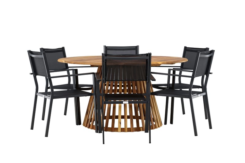 Ruokaryhmä Tucumán 120 cm Pyöreä 6 Copacabana-tuolilla - Luonnonvärinen - Puutarhakalusteet - Ulkoryhmä - Ruokailuryhmät ulos