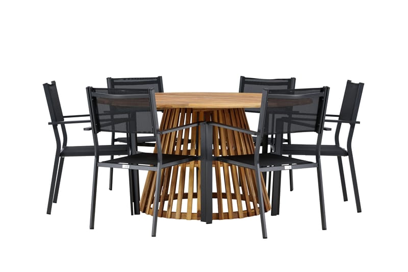 Ruokaryhmä Tucumán 120 cm Pyöreä 6 Copacabana-tuolilla - Luonnonvärinen - Puutarhakalusteet - Ulkoryhmä - Ruokailuryhmät ulos