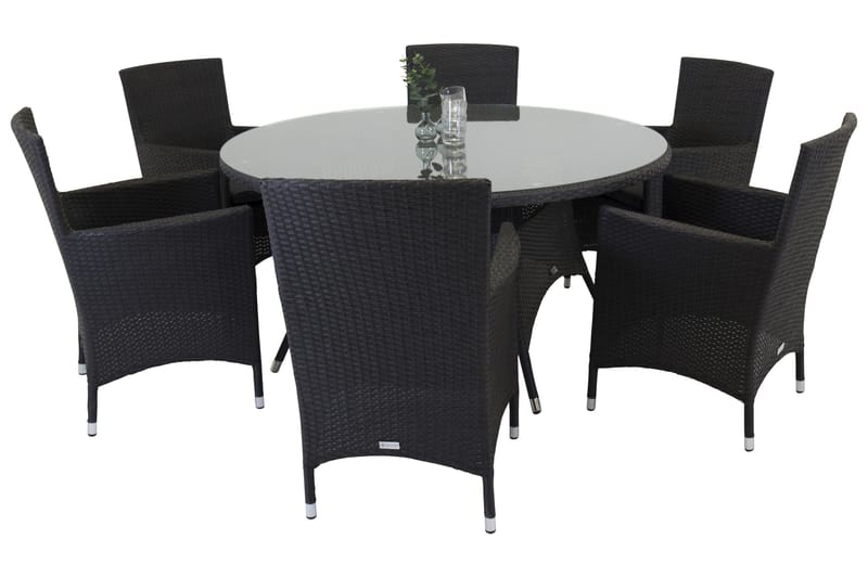 Ruokaryhmä Volta 150 cm Pyöreä 6 Malin-tuolilla, Musta