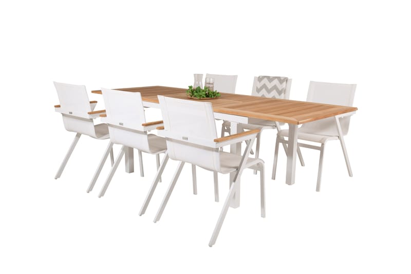 Ruokaryhmä Panama 160 cm Suorakulmainen 6 Mexico-tuolilla - Luonnonvärinen - Puutarhakalusteet - Ulkoryhmä - Ruokailuryhmät ulos