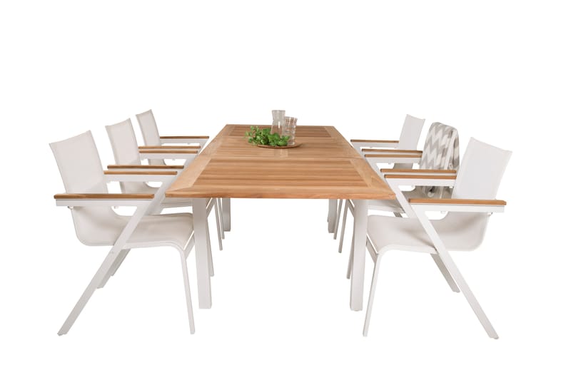 Ruokaryhmä Panama 160 cm Suorakulmainen 6 Mexico-tuolilla - Luonnonvärinen - Puutarhakalusteet - Ulkoryhmä - Ruokailuryhmät ulos