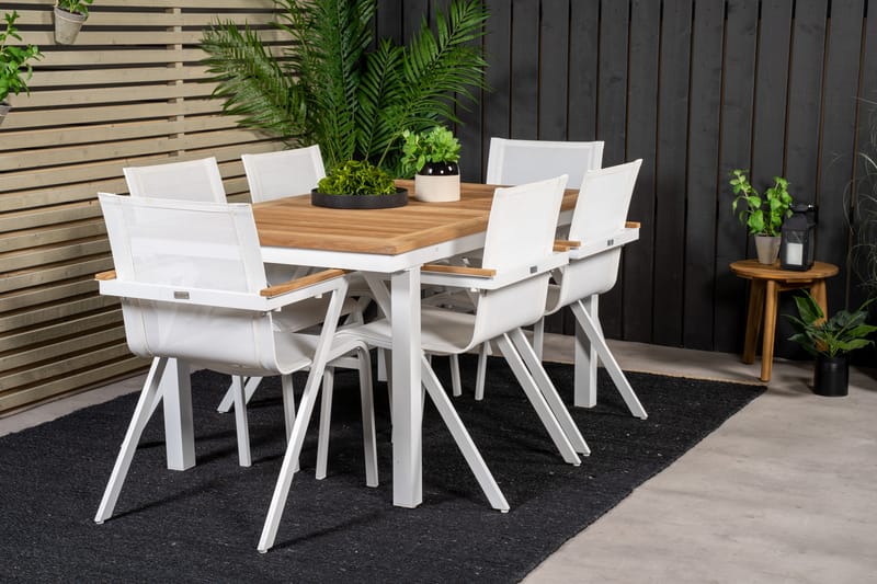 Ruokaryhmä Panama 160 cm Suorakulmainen 6 Mexico-tuolilla - Luonnonvärinen - Puutarhakalusteet - Ulkoryhmä - Ruokailuryhmät ulos