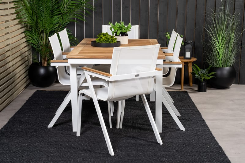 Ruokaryhmä Panama 160 cm Suorakulmainen 6 Mexico-tuolilla - Luonnonvärinen - Puutarhakalusteet - Ulkoryhmä - Ruokailuryhmät ulos