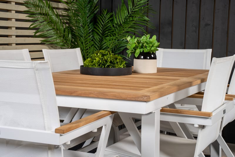 Ruokaryhmä Panama 160 cm Suorakulmainen 6 Mexico-tuolilla - Luonnonvärinen - Puutarhakalusteet - Ulkoryhmä - Ruokailuryhmät ulos