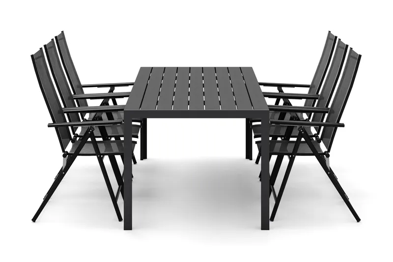 Siri Ruokapöytä 205 cm ja 6 Sanna Ruokatuolit, Musta