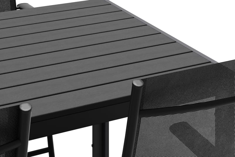 Siri suorakulmainen ulkopöytä 150 cm, mukana 4 Sanna ulkotuolia - Musta - Puutarhakalusteet - Ulkoryhmä - Ruokailuryhmät ulos