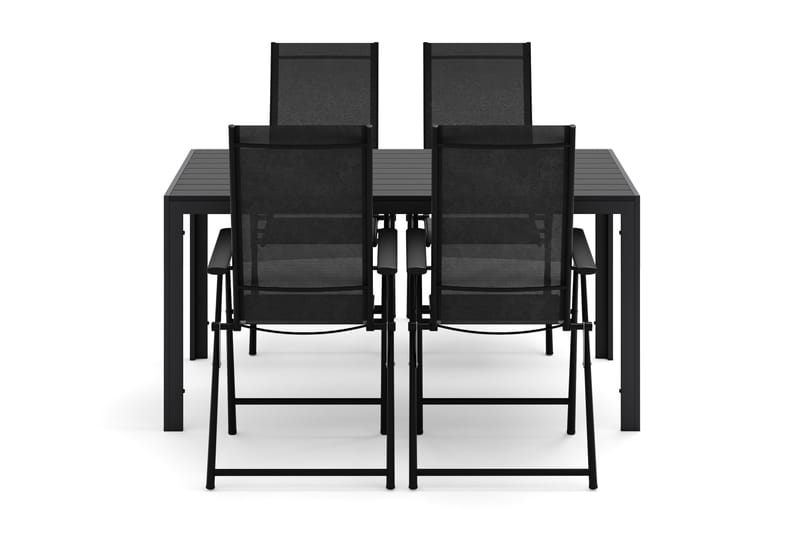 Siri suorakulmainen ulkopöytä 150 cm, mukana 4 Sanna ulkotuolia - Musta - Puutarhakalusteet - Ulkoryhmä - Ruokailuryhmät ulos