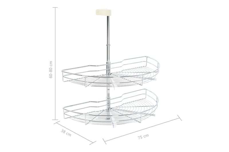 2-kerroksinen keittiön ritilähylly hopea 180° 75x38x80 cm - Hopea - Ruokailuryhmät ulos